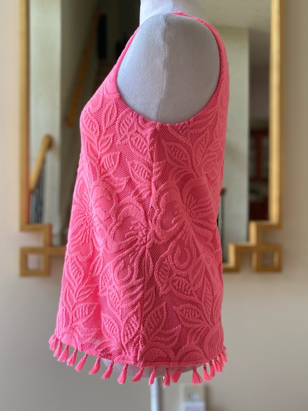 Lilly Pulitzer Maybelle Top Coral Wildflower Lace XS hot pink - Picture 2 of 16